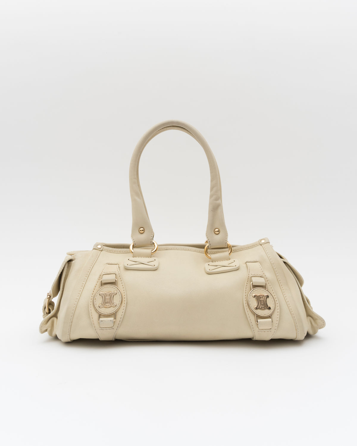 2000s CELINE Ivory Triomphe Medallion East-West Bag