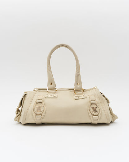 2000s CELINE Ivory Triomphe Medallion East-West Bag