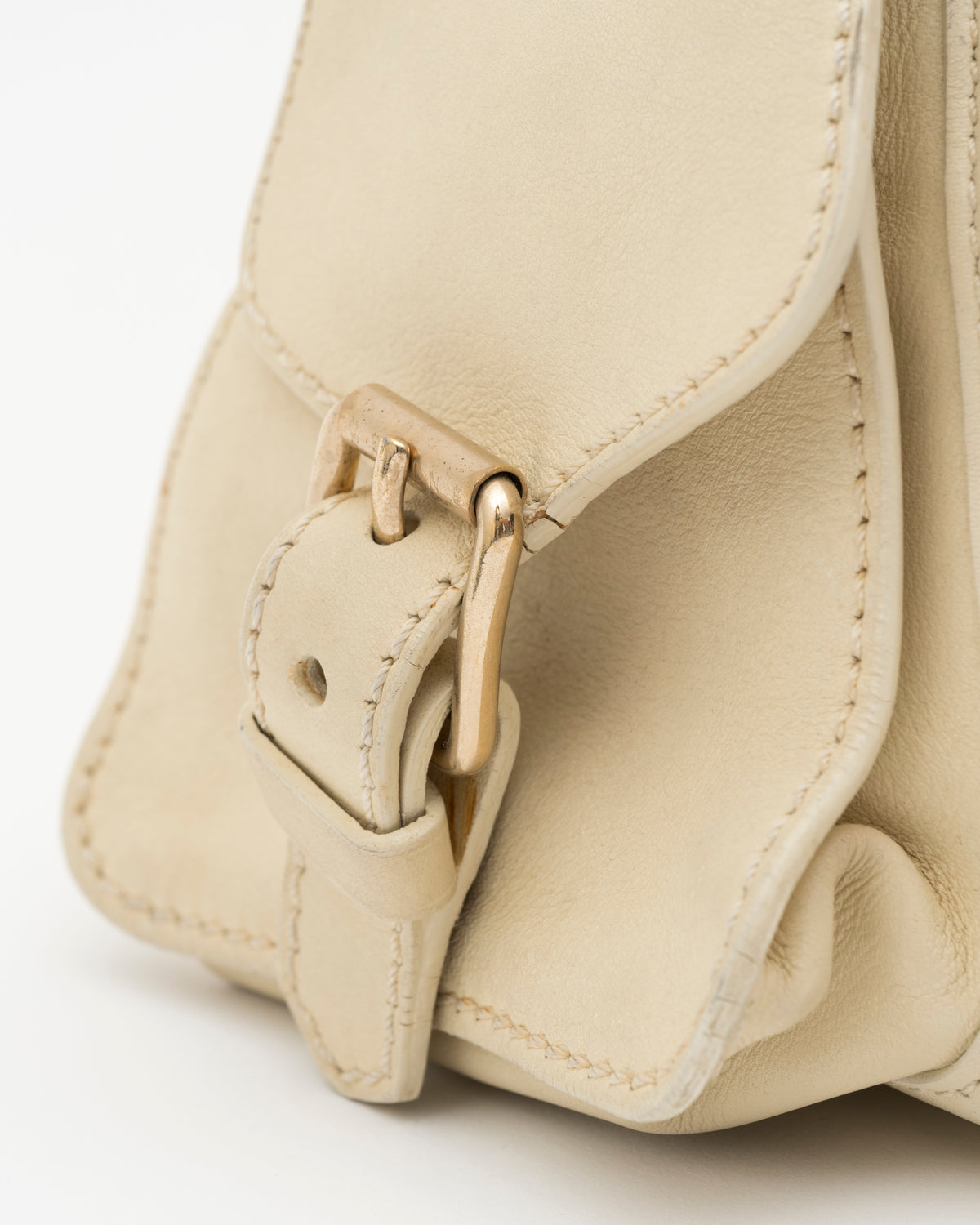 2000s CELINE Ivory Triomphe Medallion East-West Bag