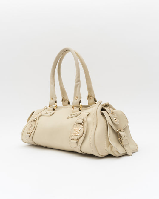 2000s CELINE Ivory Triomphe Medallion East-West Bag
