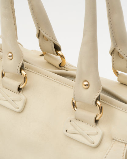 2000s CELINE Ivory Triomphe Medallion East-West Bag