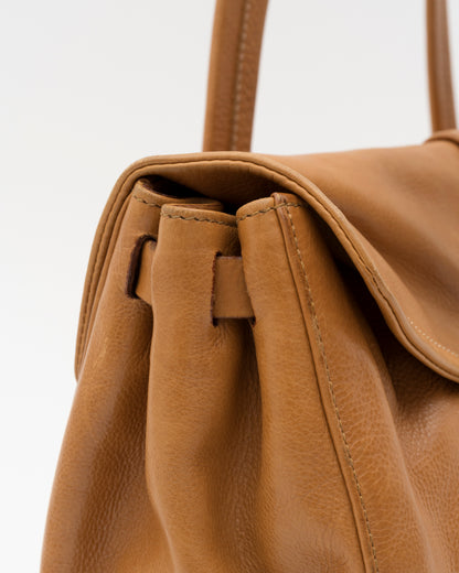 2000s PRADA Cognac Buckle Flap Shoulder Bag