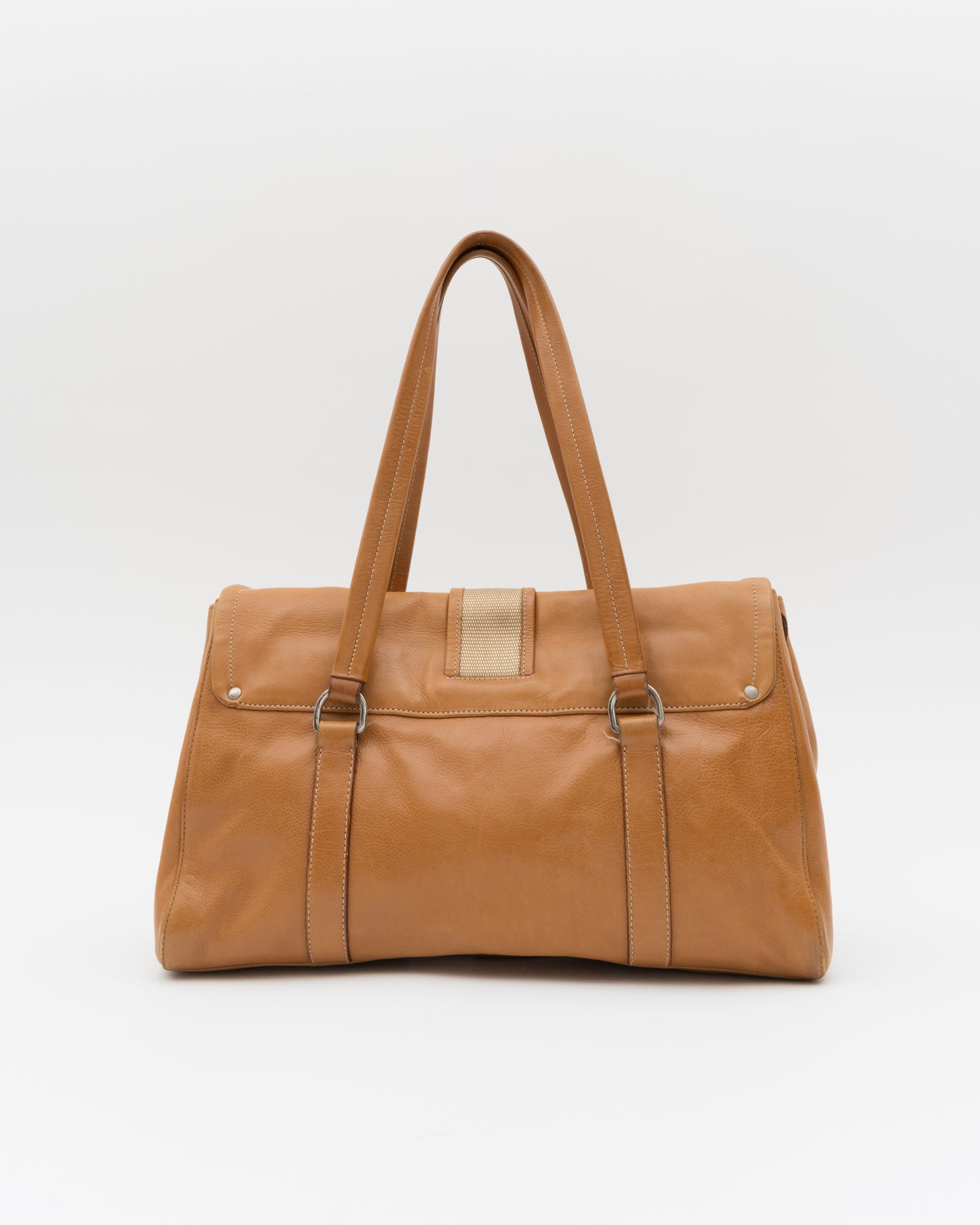 2000s PRADA Cognac Buckle Flap Shoulder Bag