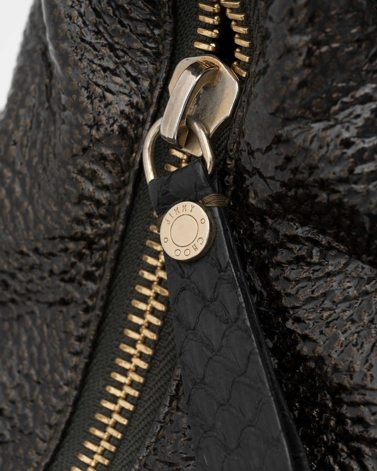 2000s JIMMY CHOO Black Iridescent Patent Leather Solar Hobo Bag