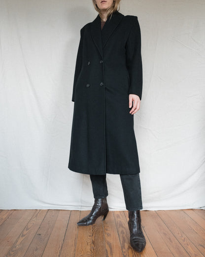 Vintage Black Wool Coat (S/M)
