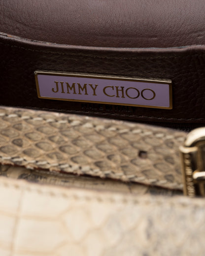 2000s JIMMY CHOO Genuine Python Lock & Grommet Maddy Bag