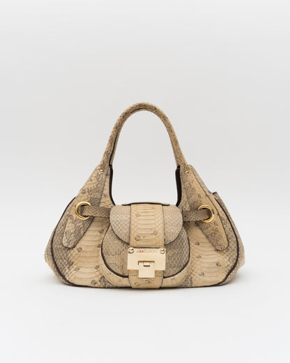 2000s JIMMY CHOO Genuine Python Lock & Grommet Maddy Bag