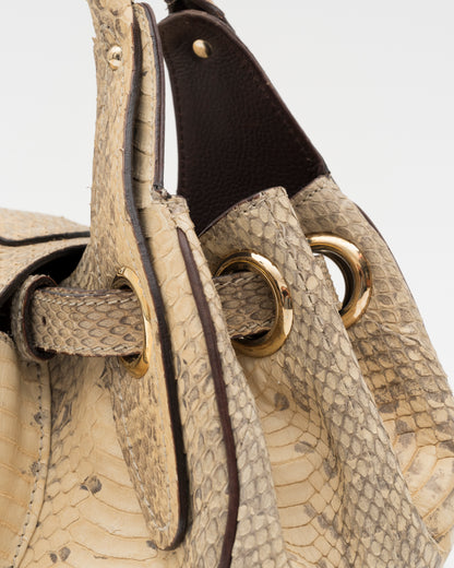 2000s JIMMY CHOO Genuine Python Lock & Grommet Maddy Bag
