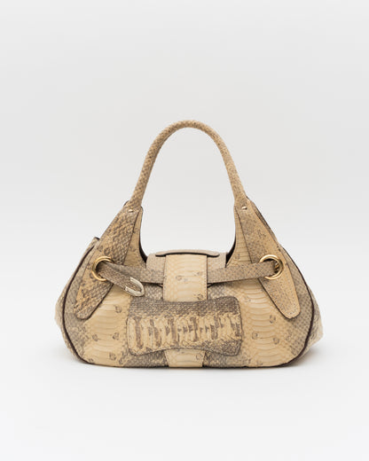 2000s JIMMY CHOO Genuine Python Lock & Grommet Maddy Bag