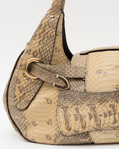 2000s JIMMY CHOO Genuine Python Lock & Grommet Maddy Bag
