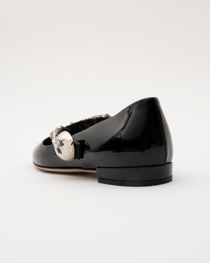 2000s MIU MIU Black Patent Crystal Ballet Flats (35)