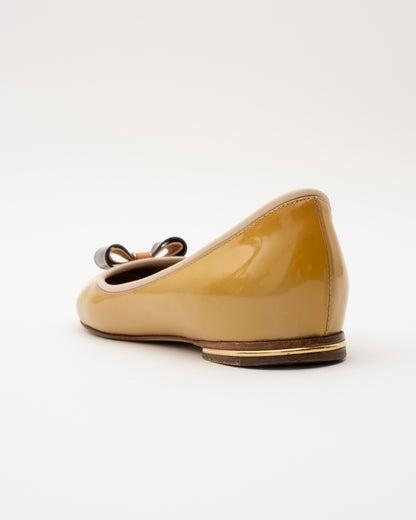 2000s CHLOE Mustard Patent Bow Flats (35)