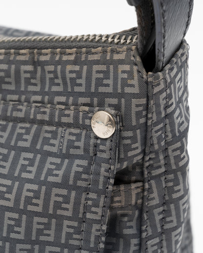 2000s Rare FENDI Slate Blue Zucchino Technical Nylon Baguette Bag