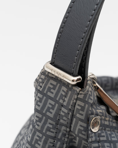 2000s Rare FENDI Slate Blue Zucchino Technical Nylon Baguette Bag