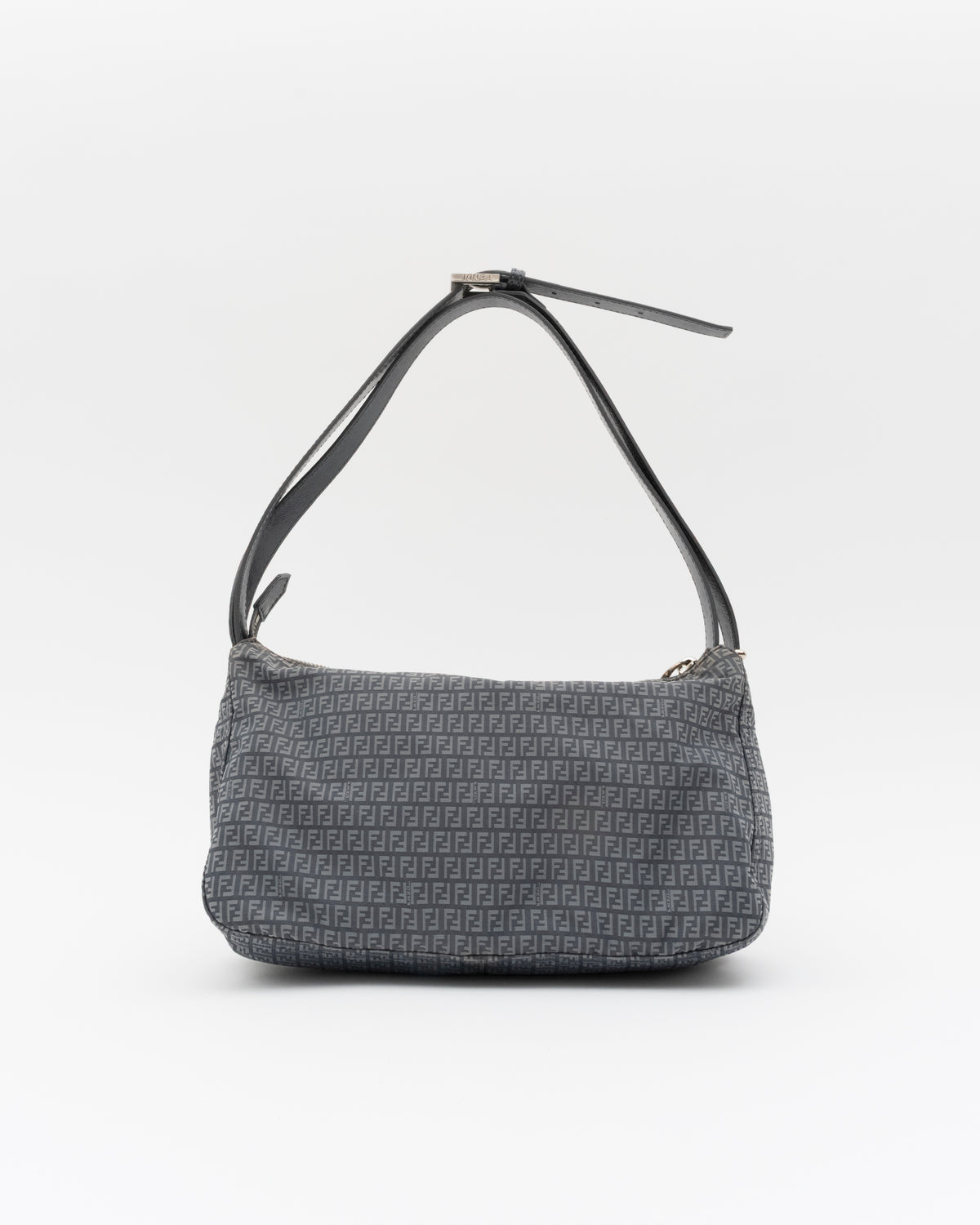 2000s Rare FENDI Slate Blue Zucchino Technical Nylon Baguette Bag