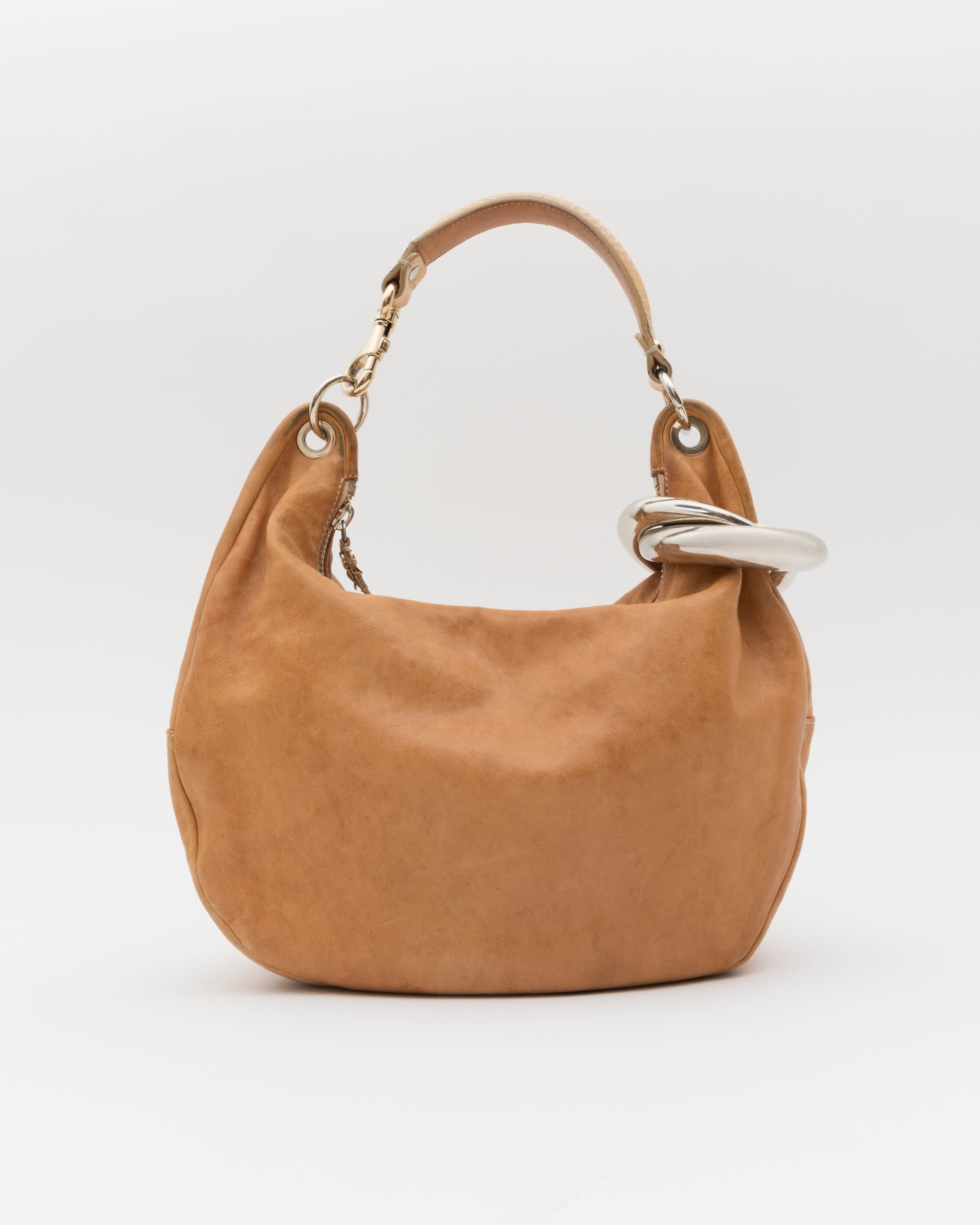 2000s JIMMY CHOO Tan Nubuck Leather Solar Hobo Bag