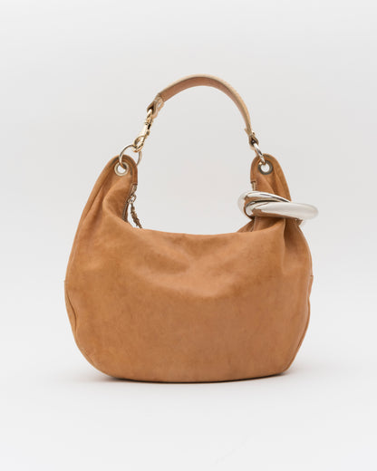 2000s JIMMY CHOO Tan Nubuck Leather Solar Hobo Bag