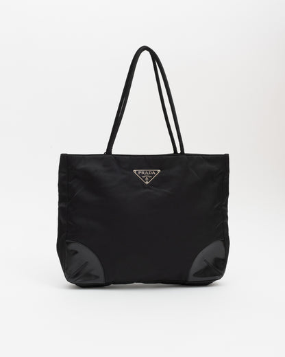90s PRADA Black Tessusto Tote