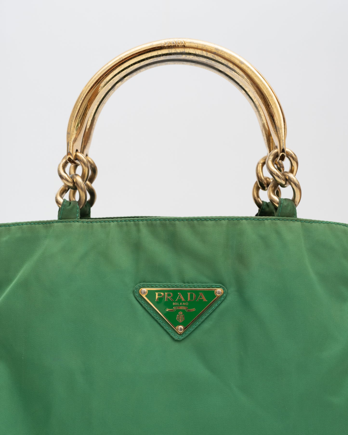 90s PRADA Green Tessuto Metallo Bag (as is)