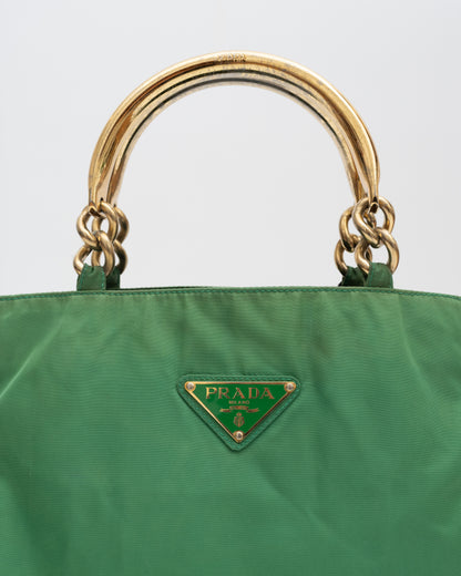 90s PRADA Green Tessuto Metallo Bag (as is)