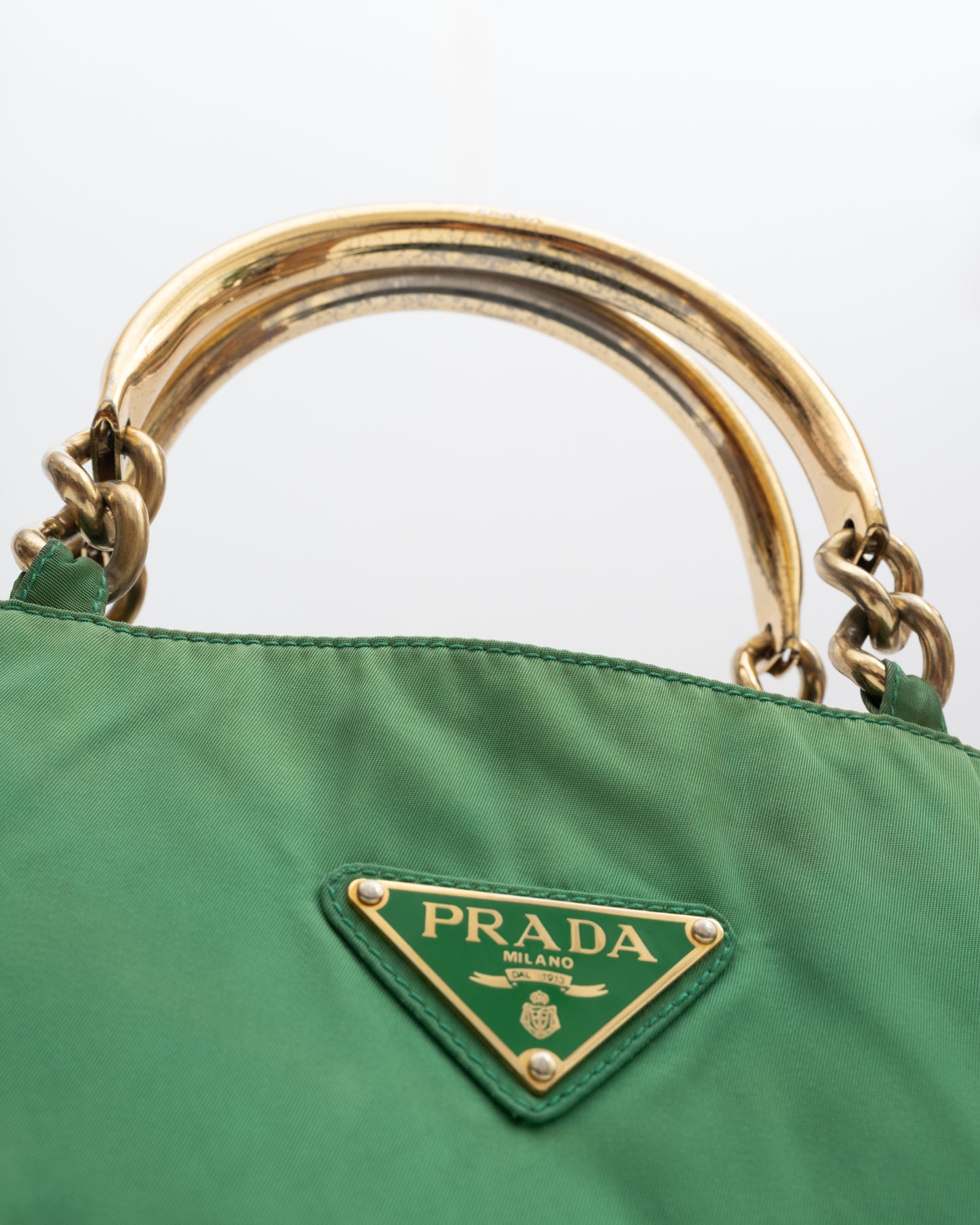 90s PRADA Green Tessuto Metallo Bag (as is)