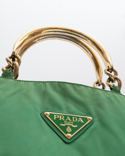 90s PRADA Green Tessuto Metallo Bag (as is)