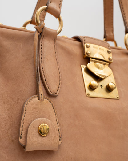 2000s MIU MIU Tan Frame Leather Bag (as is)