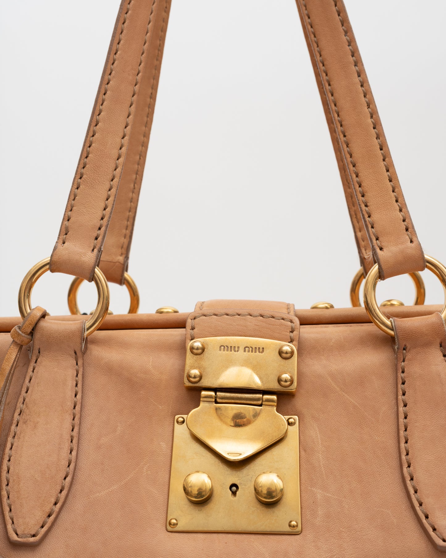 2000s MIU MIU Tan Frame Leather Bag (as is)