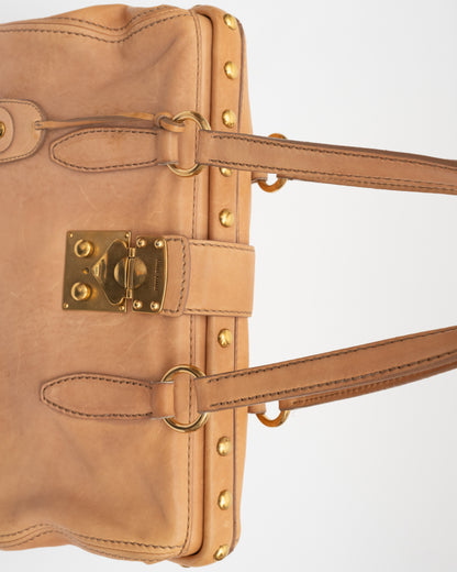 2000s MIU MIU Tan Frame Leather Bag (as is)