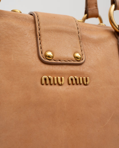 2000s MIU MIU Tan Frame Leather Bag (as is)
