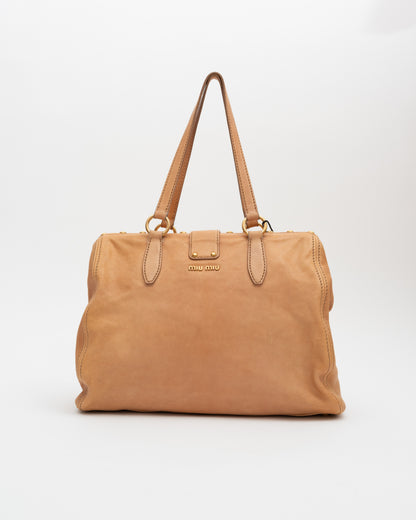 2000s MIU MIU Tan Frame Leather Bag (as is)