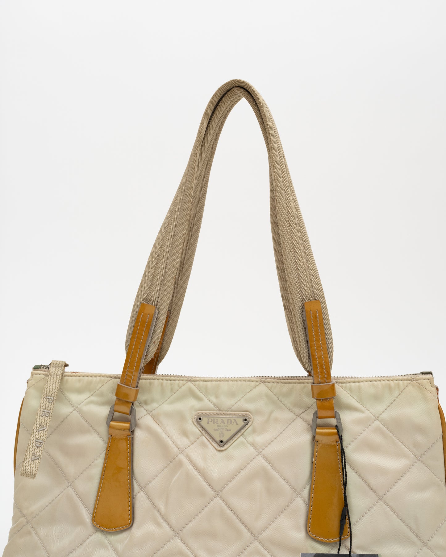 90s PRADA Cream Tessuto Quilted Nylon Bag