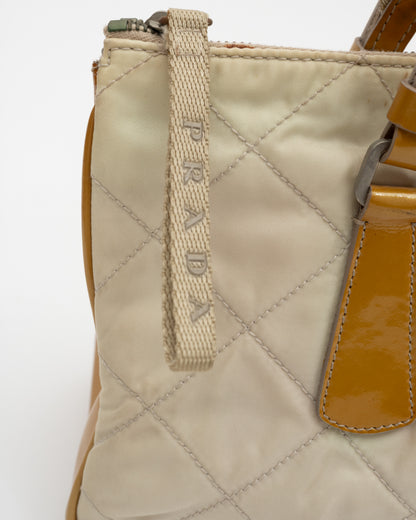 90s PRADA Cream Tessuto Quilted Nylon Bag
