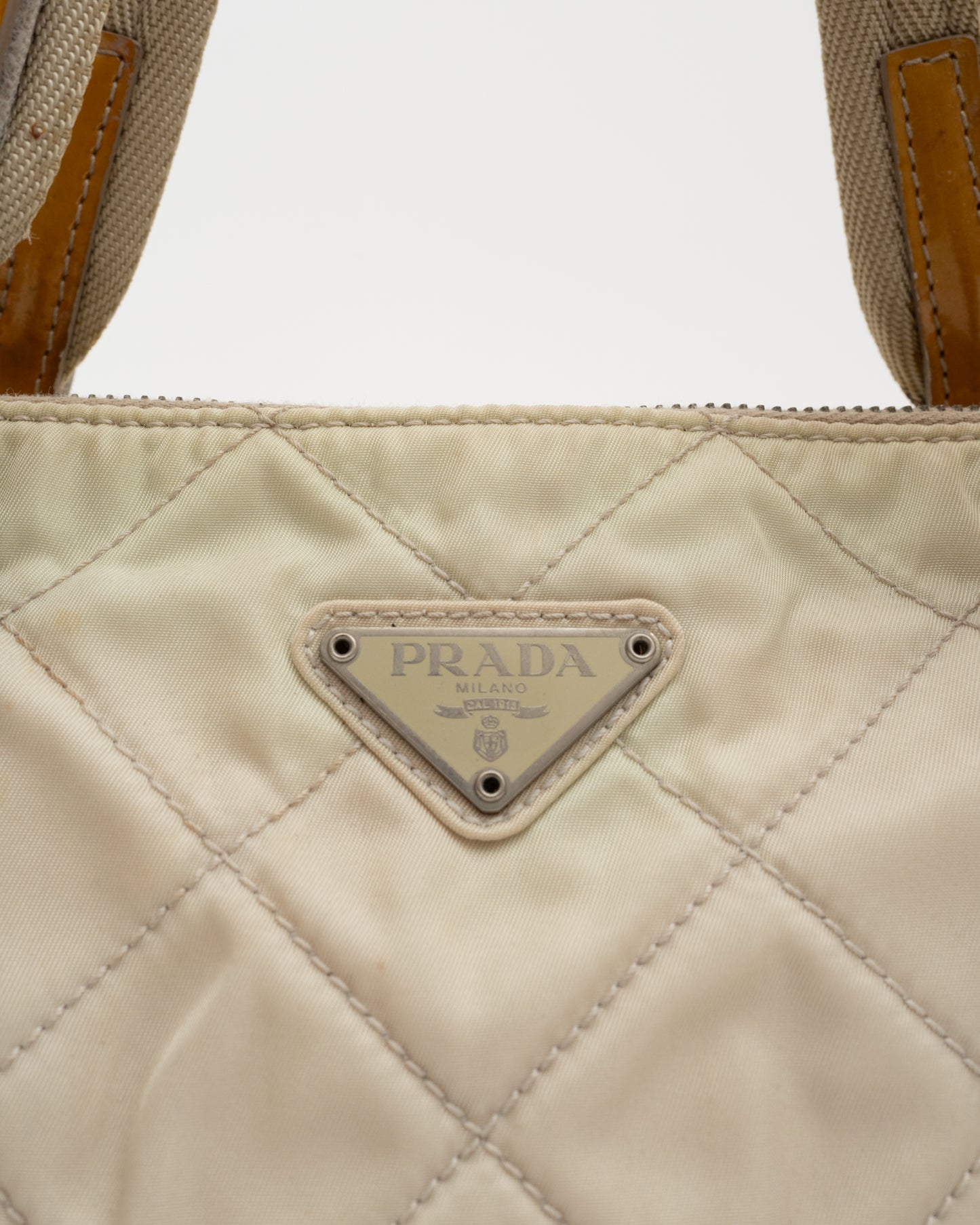 90s PRADA Cream Tessuto Quilted Nylon Bag
