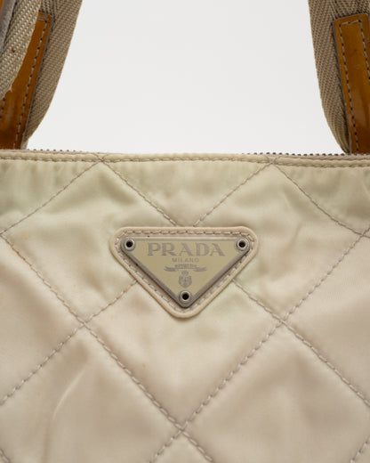 90s PRADA Cream Tessuto Quilted Nylon Bag