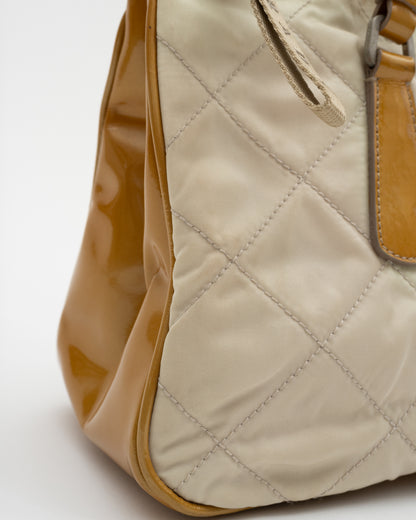 90s PRADA Cream Tessuto Quilted Nylon Bag