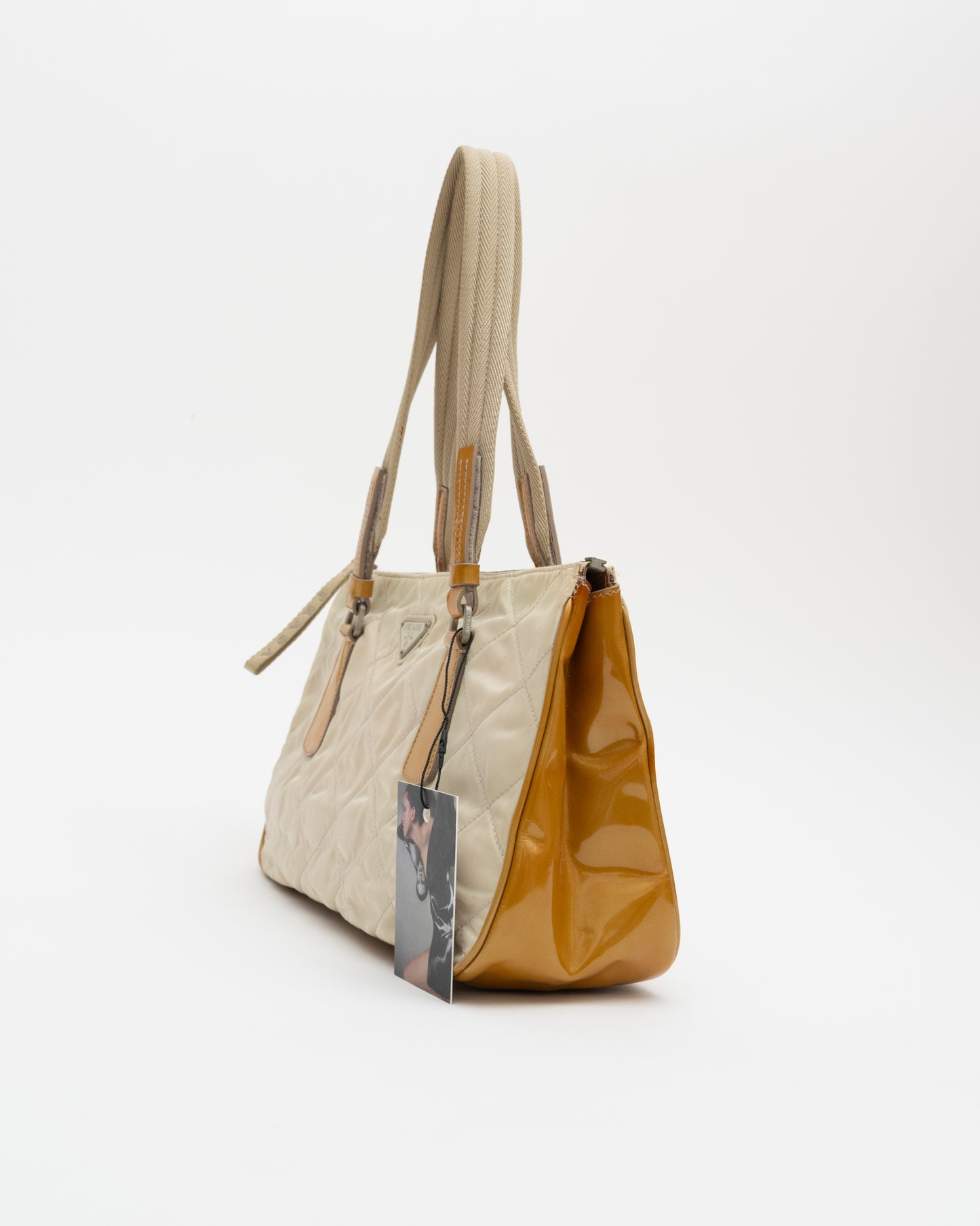 90s PRADA Cream Tessuto Quilted Nylon Bag