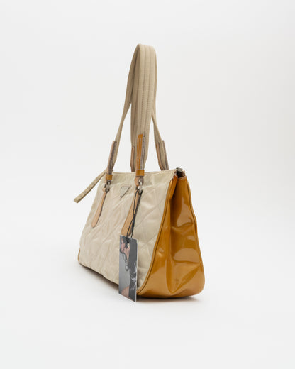 90s PRADA Cream Tessuto Quilted Nylon Bag