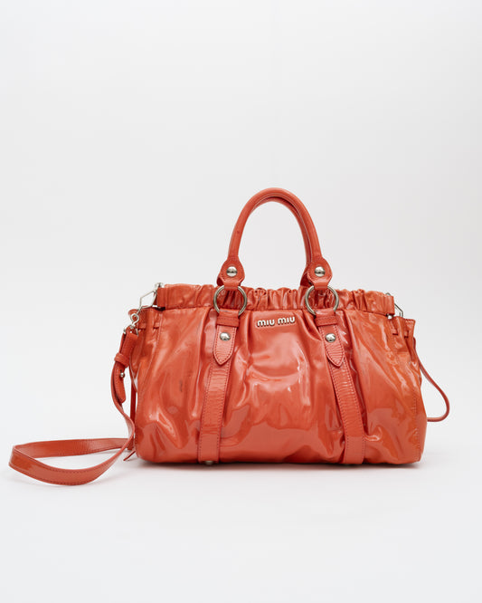 2000s MIU MIU Orange Vitello Lux 2Way Bag (as is)