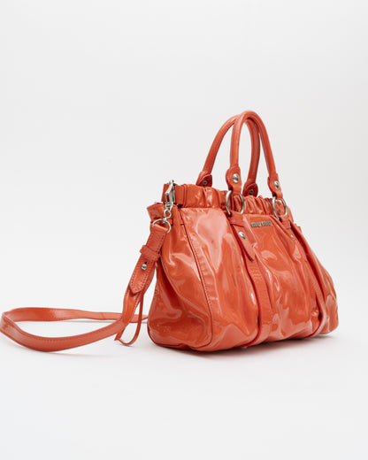 2000s MIU MIU Orange Vitello Lux 2Way Bag (as is)