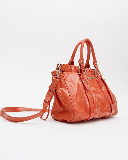 2000s MIU MIU Orange Vitello Lux 2Way Bag (as is)