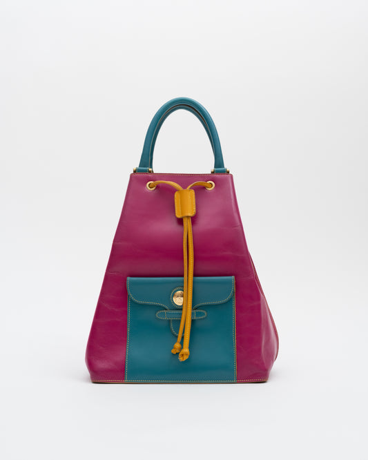 90s FENDI Tri-Color Leather Bucket  Bag