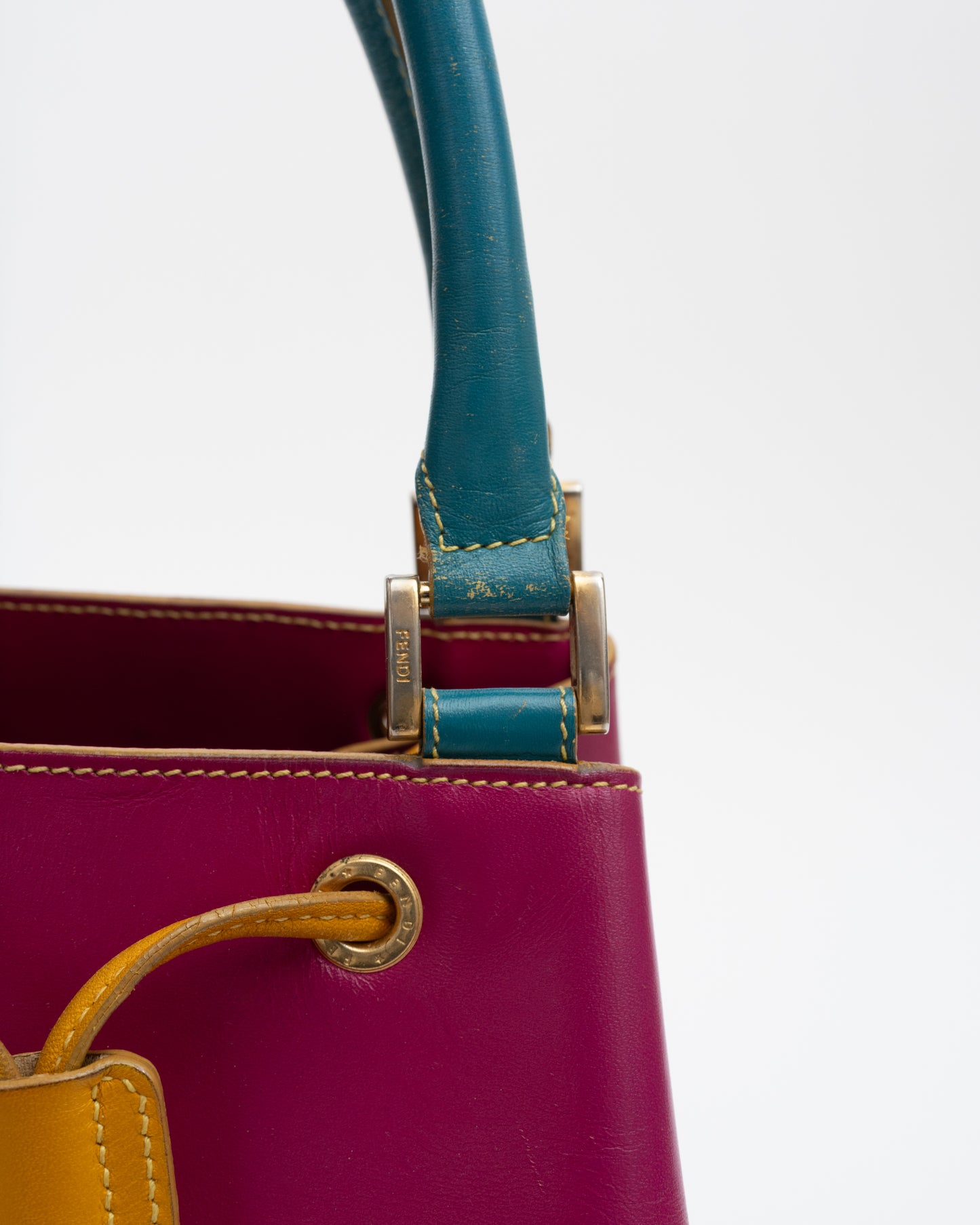 90s FENDI Tri-Color Leather Bucket  Bag