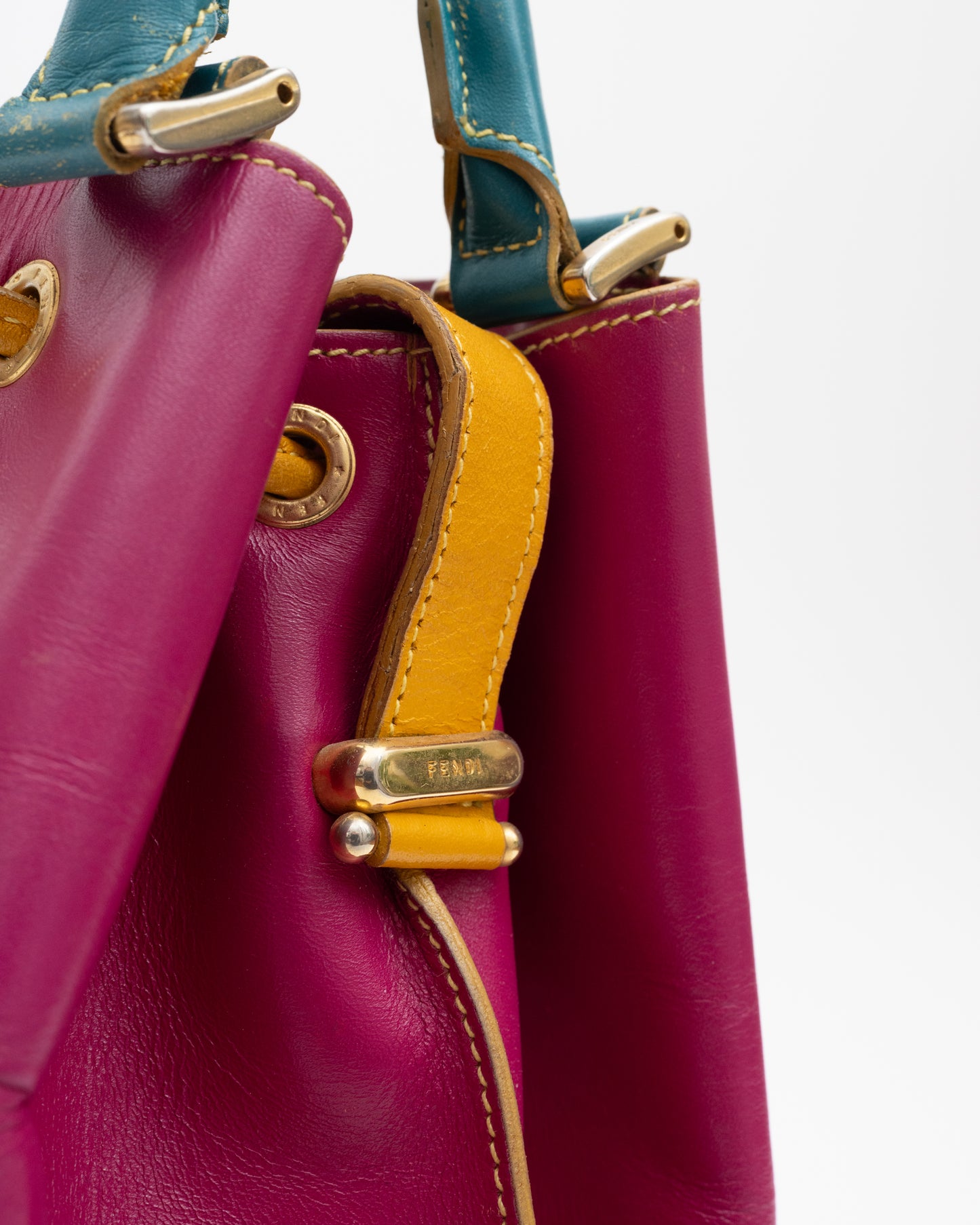 90s FENDI Tri-Color Leather Bucket  Bag