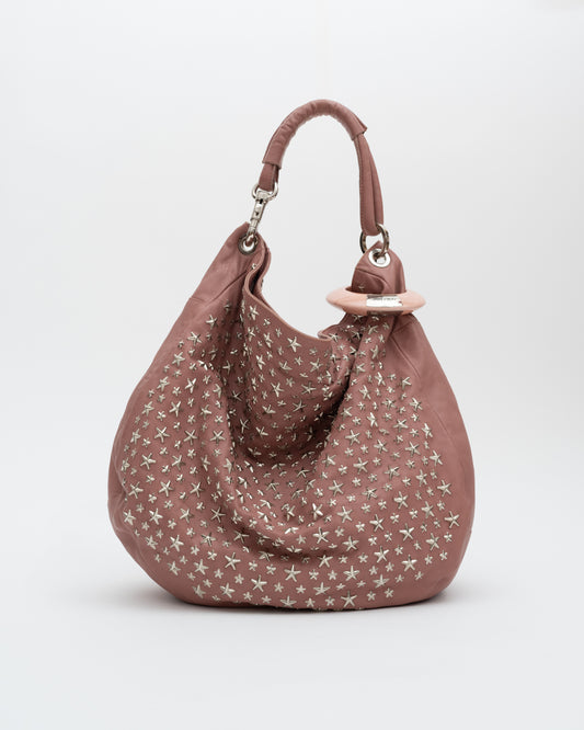 2000s JIMMY CHOO Pink Extra Large Star Studded Hobo Bag