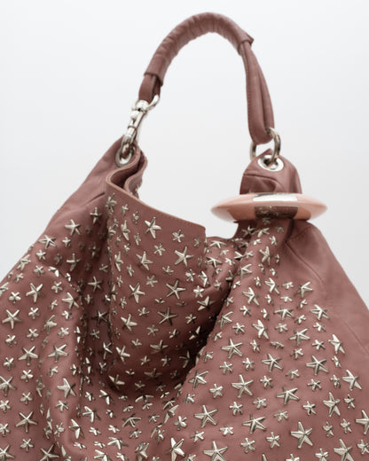 2000s JIMMY CHOO Pink Extra Large Star Studded Hobo Bag