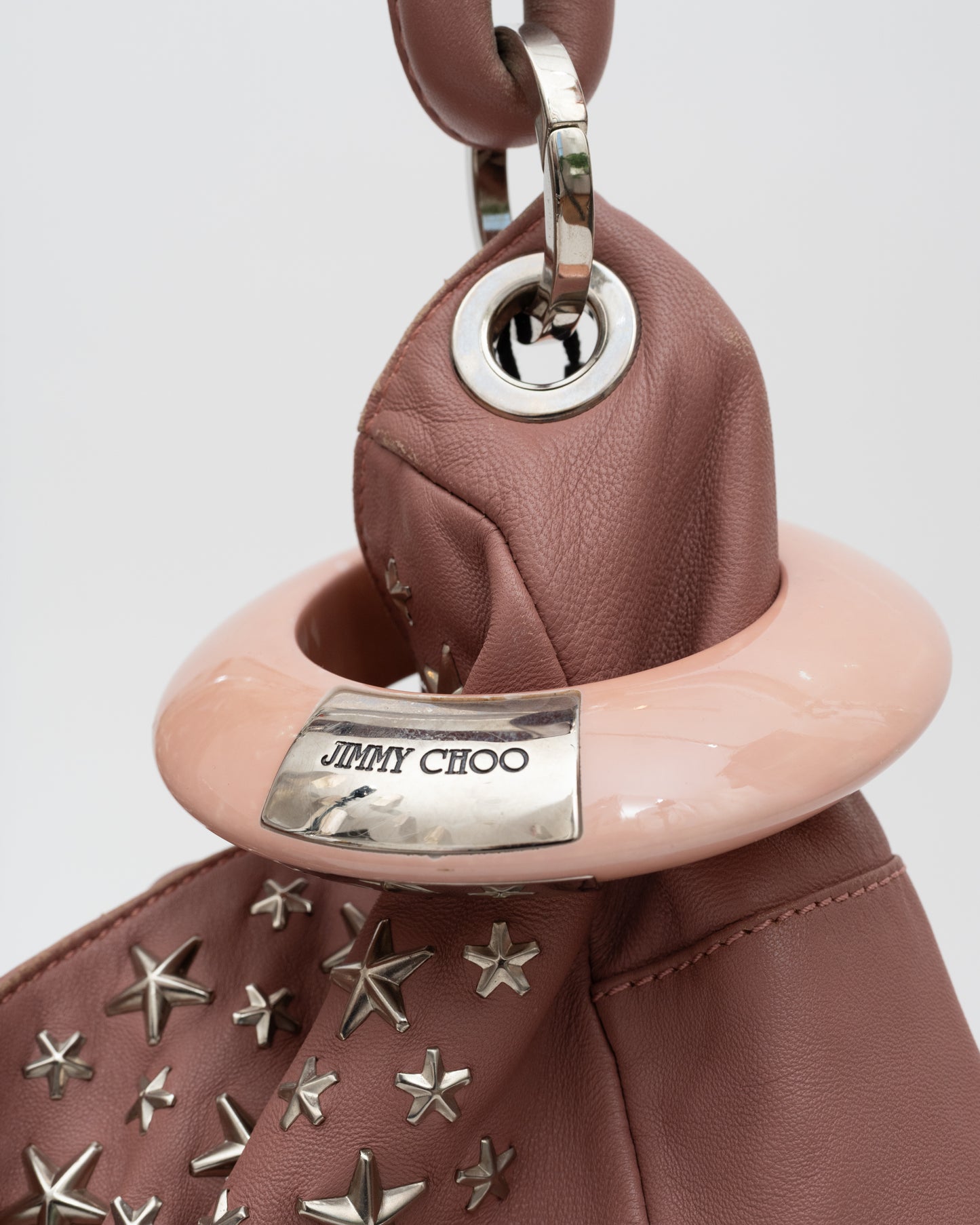 2000s JIMMY CHOO Pink Extra Large Star Studded Hobo Bag