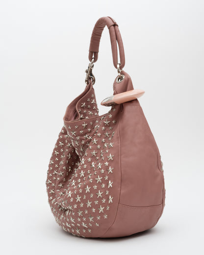 2000s JIMMY CHOO Pink Extra Large Star Studded Hobo Bag