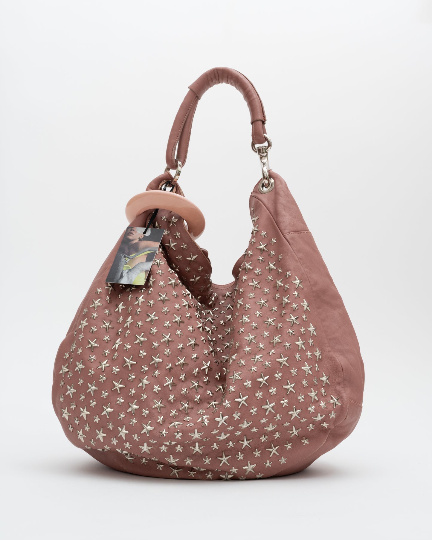 2000s JIMMY CHOO Pink Extra Large Star Studded Hobo Bag