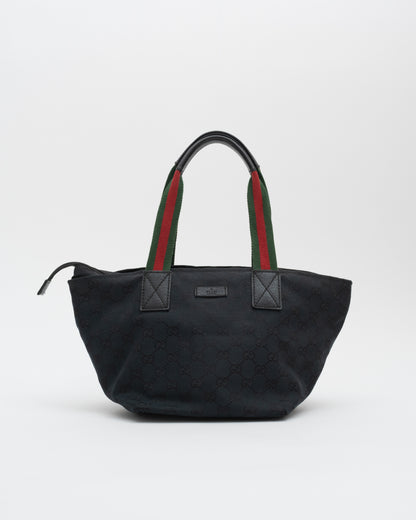 90s VTG GUCCI Black Sherry Line Tote (as is)